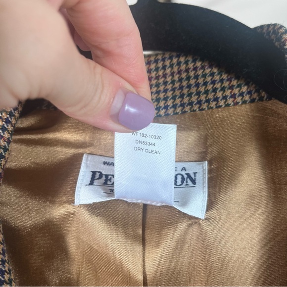 Pendleton Houndstooth Plaid Blazer Suit Jacket Coat Wool Western Preppy Plus 20W - Picture 8 of 8